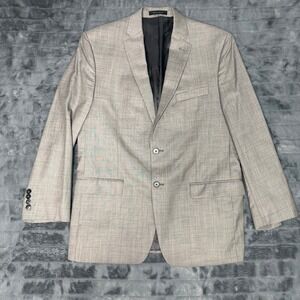 Calvin Klein Mens 42R 100% Wool 2-Button Blazer Jacket Light Gray 3728